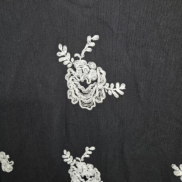 Free People Emma Print Black + White Embroidered Long Sleeve Mini Dress Size S - Picture 6 of 8